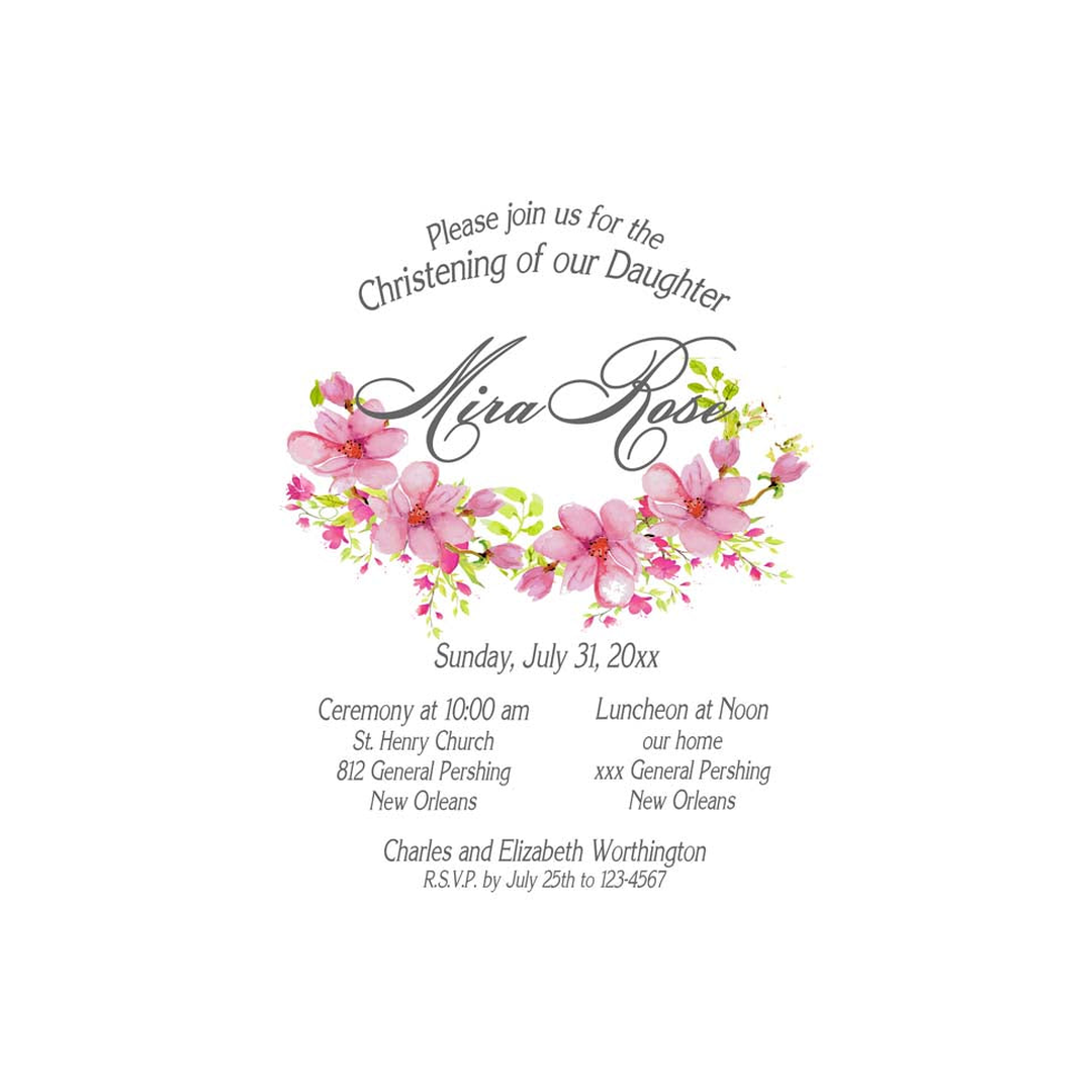 PAINTED FLORAL NON-DENOMINATIONAL CUSTOM INVITATION