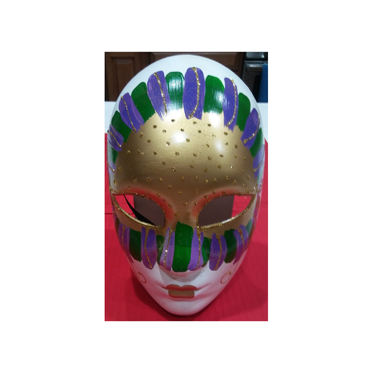 PAINTED PLASTIC MASK - GOLD LIPS