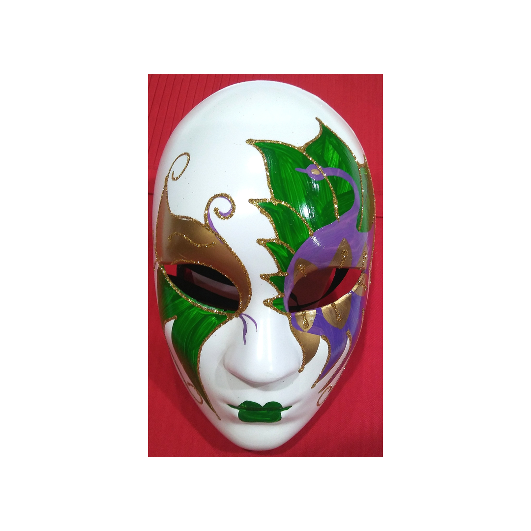 PAINTED PLASTIC MASK - GREEN LIPS