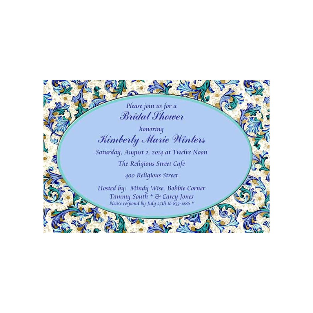PAISLEY FLORAL BACKGROUND CUSTOM INVITATION