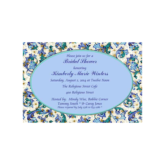 PAISLEY FLORAL BACKGROUND CUSTOM INVITATION