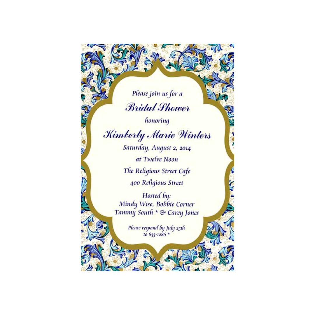PAISLEY FLORAL BACKGROUND CUSTOM INVITATION