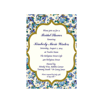 PAISLEY FLORAL BACKGROUND CUSTOM INVITATION