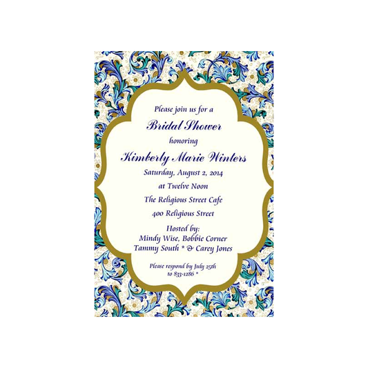 PAISLEY FLORAL BACKGROUND CUSTOM INVITATION