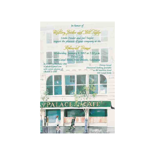 PALACE CAFE RESTAURANT 2 CUSTOM INVITATION