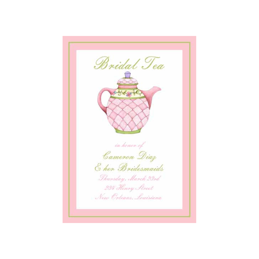 PALE PINK TEA POT CUSTOM INVITATION