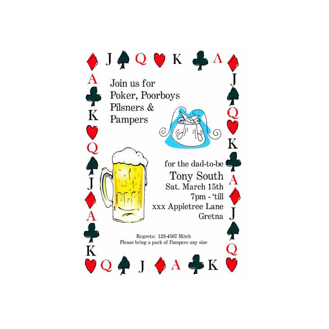 PAMPERS AND POKER DAD'S SHOWER CUSTOM INVITATION