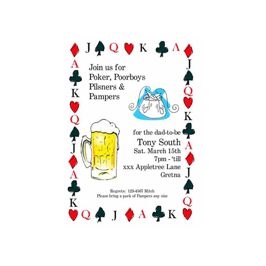PAMPERS AND POKER DAD'S SHOWER CUSTOM INVITATION