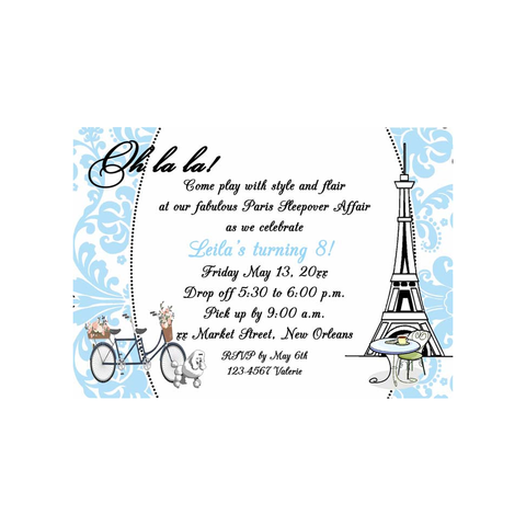 PARIS AND DAMASK CUSTOM INVITATION