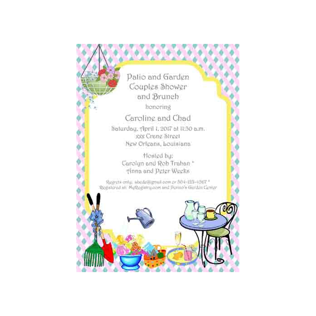 PATIO-GARDEN COUPLES SHOWER CUSTOM INVITATION