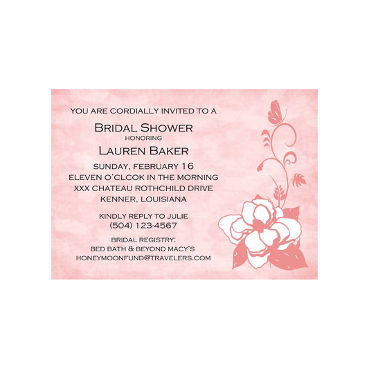 PEACHY MAGNOLIA SILHOUETTE FLOWERS CUSTOM INVITATION