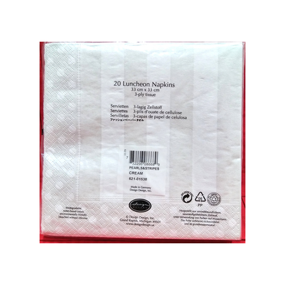 PEARLS & STRIPES CREAM PAPER LUNCHEON NAPKINS