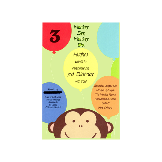 PEEKING MONKEY - BLANK STOCK INVITATION