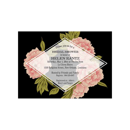 PEONIES WITH FADE OUT CUSTOM INVITATION