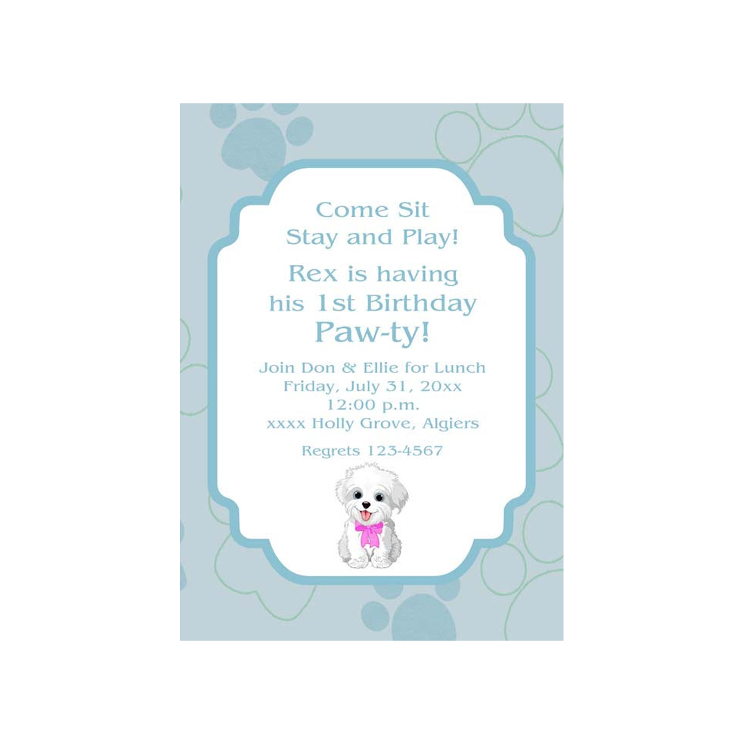 PET PARTY - PAWS BACKGROUND CUSTOM INVITATION