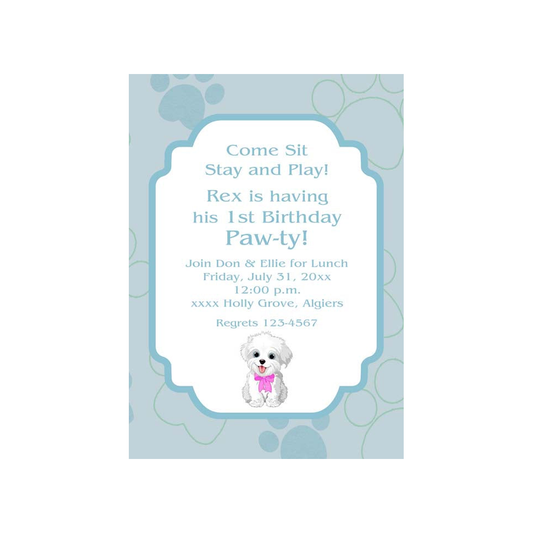 PET PARTY - PAWS BACKGROUND CUSTOM INVITATION