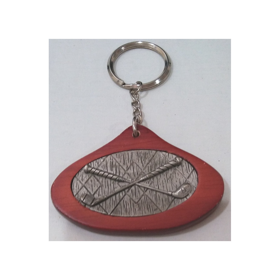 PEWTER WOOD GOLF KEYCHAIN
