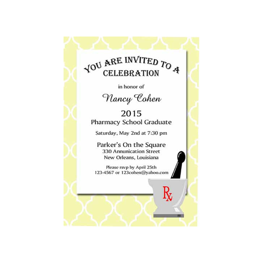 PHARMACY MEDICAL GRADUATION CUSTOM INVITATION