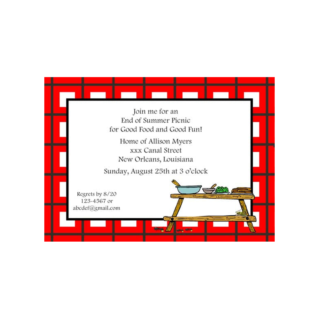 PICNIC TABLE CUSTOM INVITATION