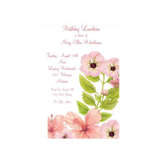 PINK-PEACH HIBISCUS CUSTOM INVITATION