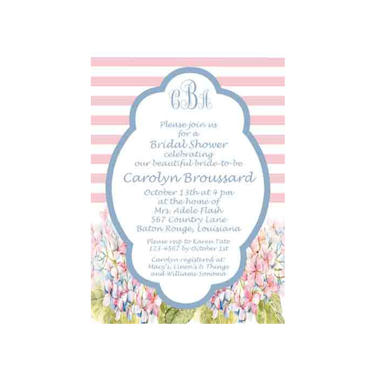 PINK AND BLUE HYDRANGEAS CUSTOM INVITATION