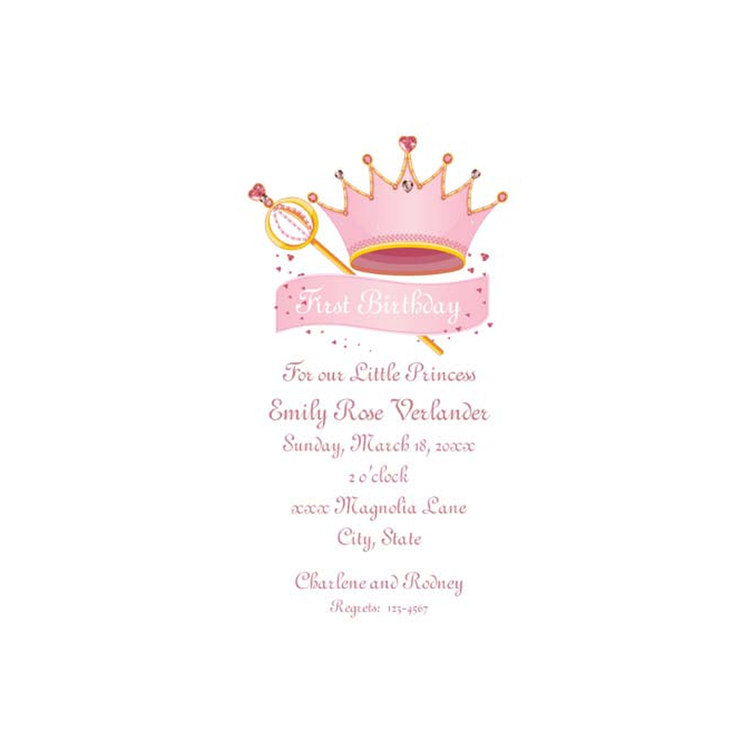 PINK CROWN, SCEPTER AND BANNER CUSTOM INVITATION