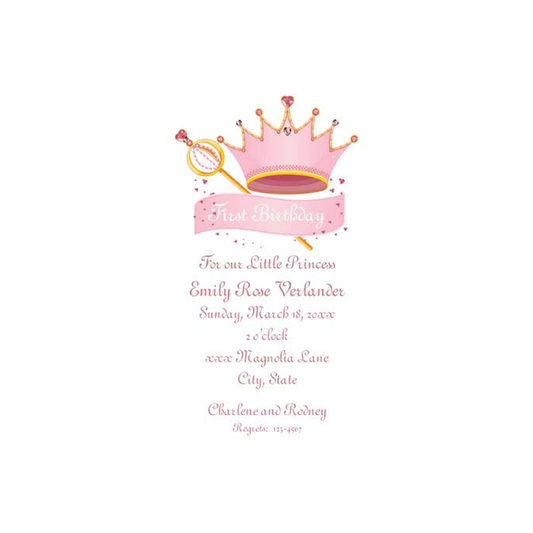 PINK CROWN, SCEPTER AND BANNER CUSTOM INVITATION