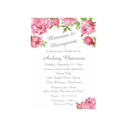 PINK PEONIES CUSTOM INVITATION