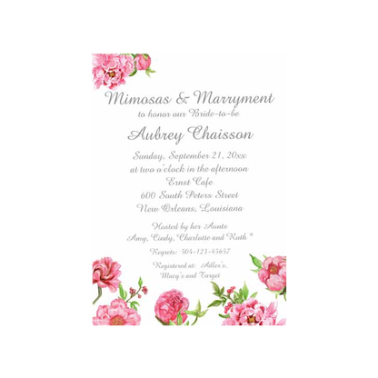 PINK PEONIES CUSTOM INVITATION