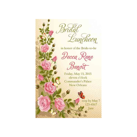 PINK ROSE BUSH CUSTOM INVITATION