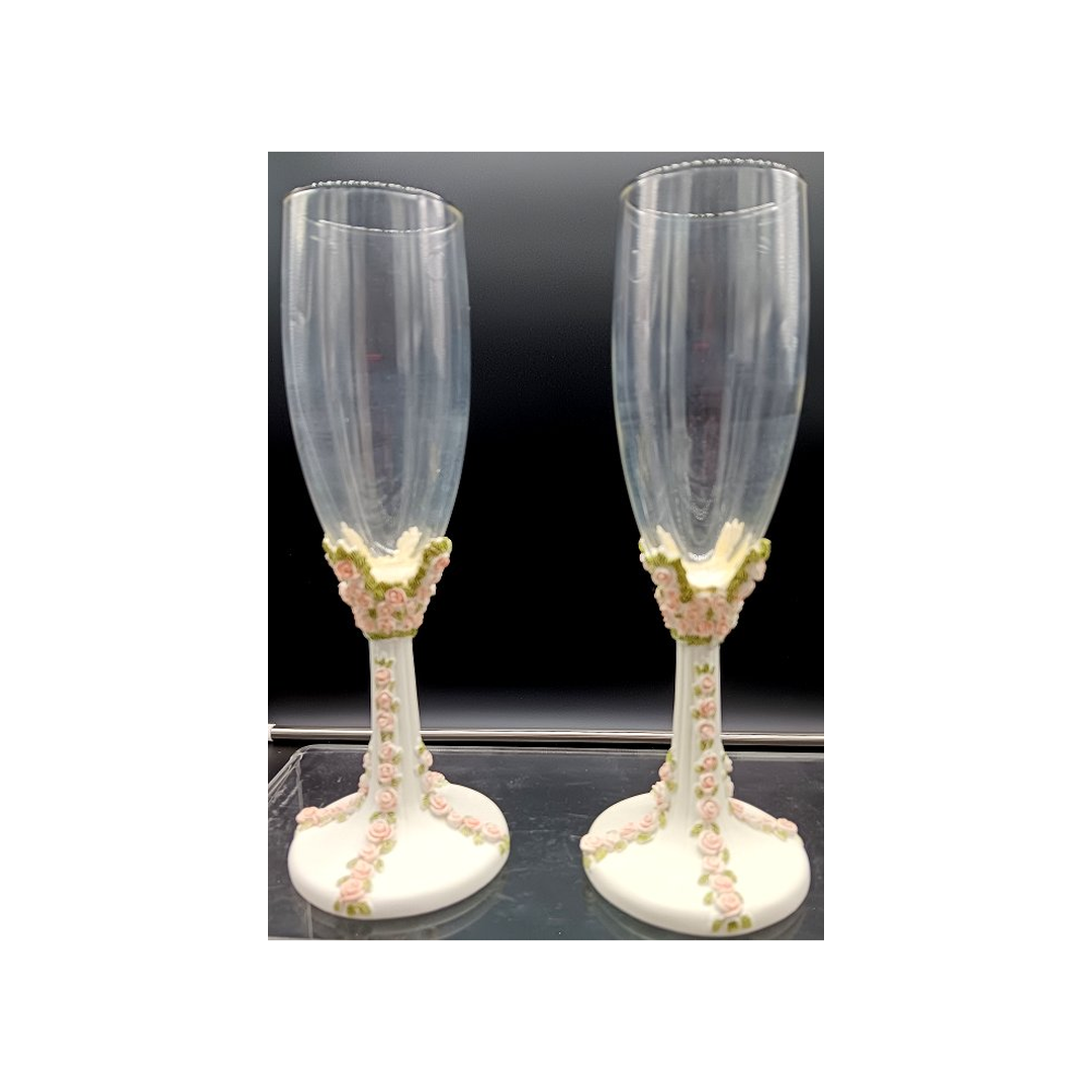 PINK ROSE STEM TOASTING GLASSES