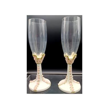PINK ROSE STEM TOASTING GLASSES