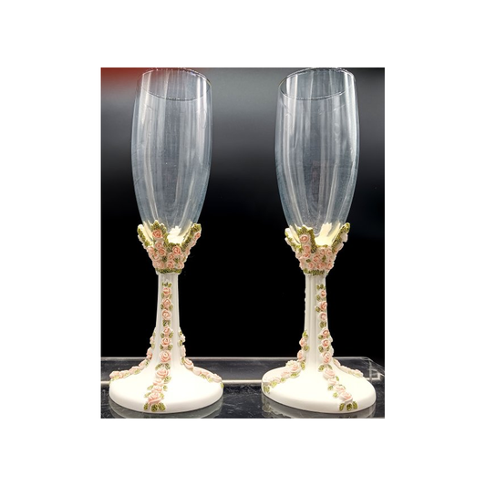 PINK ROSE STEM TOASTING GLASSES