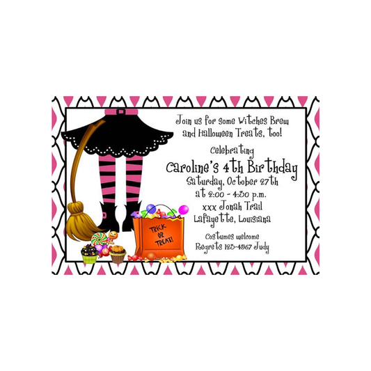 PINK WITCH LEGS CUSTOM INVITATION
