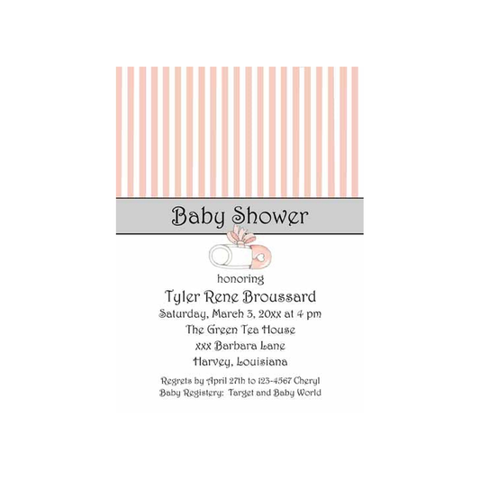 PIN STRIPES WITH BOW TIE OR  DIAPER PIN CUSTOM INVITATION