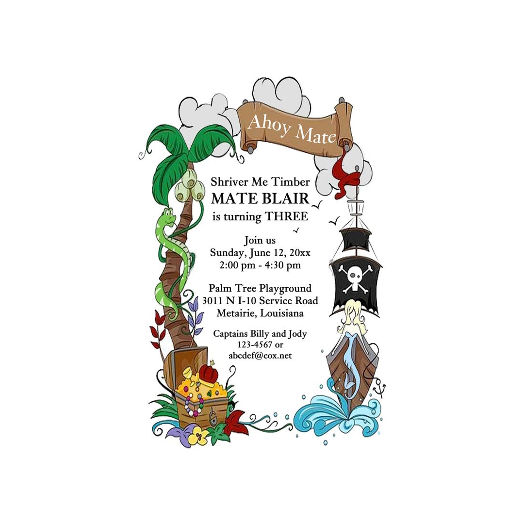 PIRATE SCENE CUSTOM INVITATION