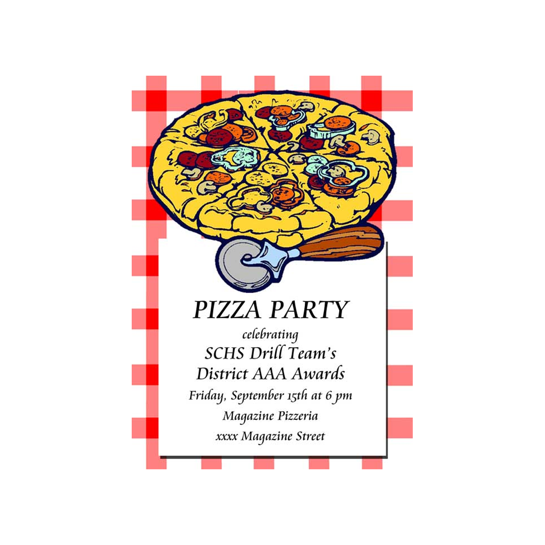 PIZZA WITH CUTTER CUSTOM INVITATION