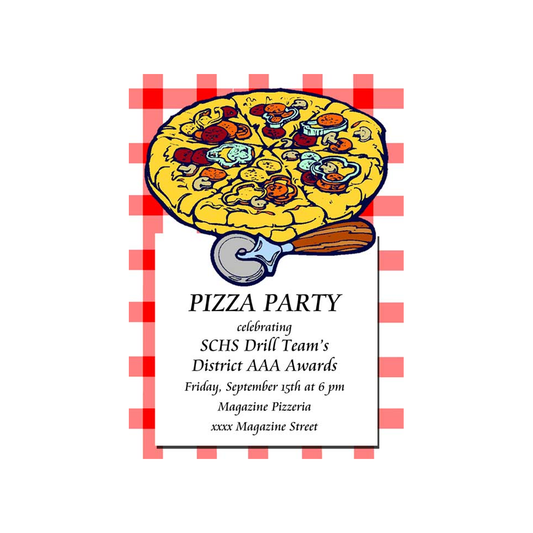 PIZZA WITH CUTTER CUSTOM INVITATION