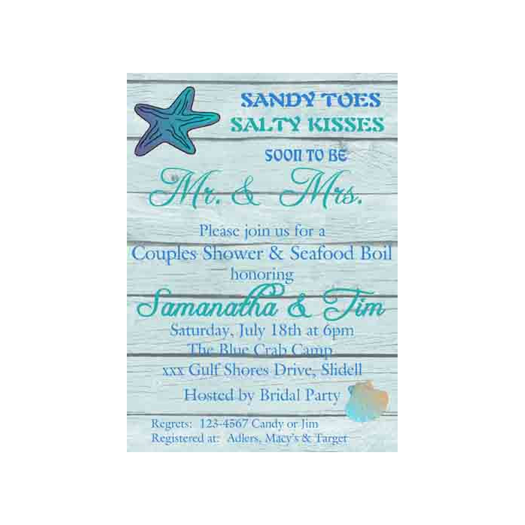 PLANKS AND SHELLS CUSTOM INVITATION