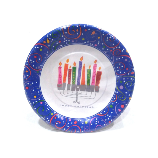 PLAYFUL MENORAH 7 INCH PAPER PLATES