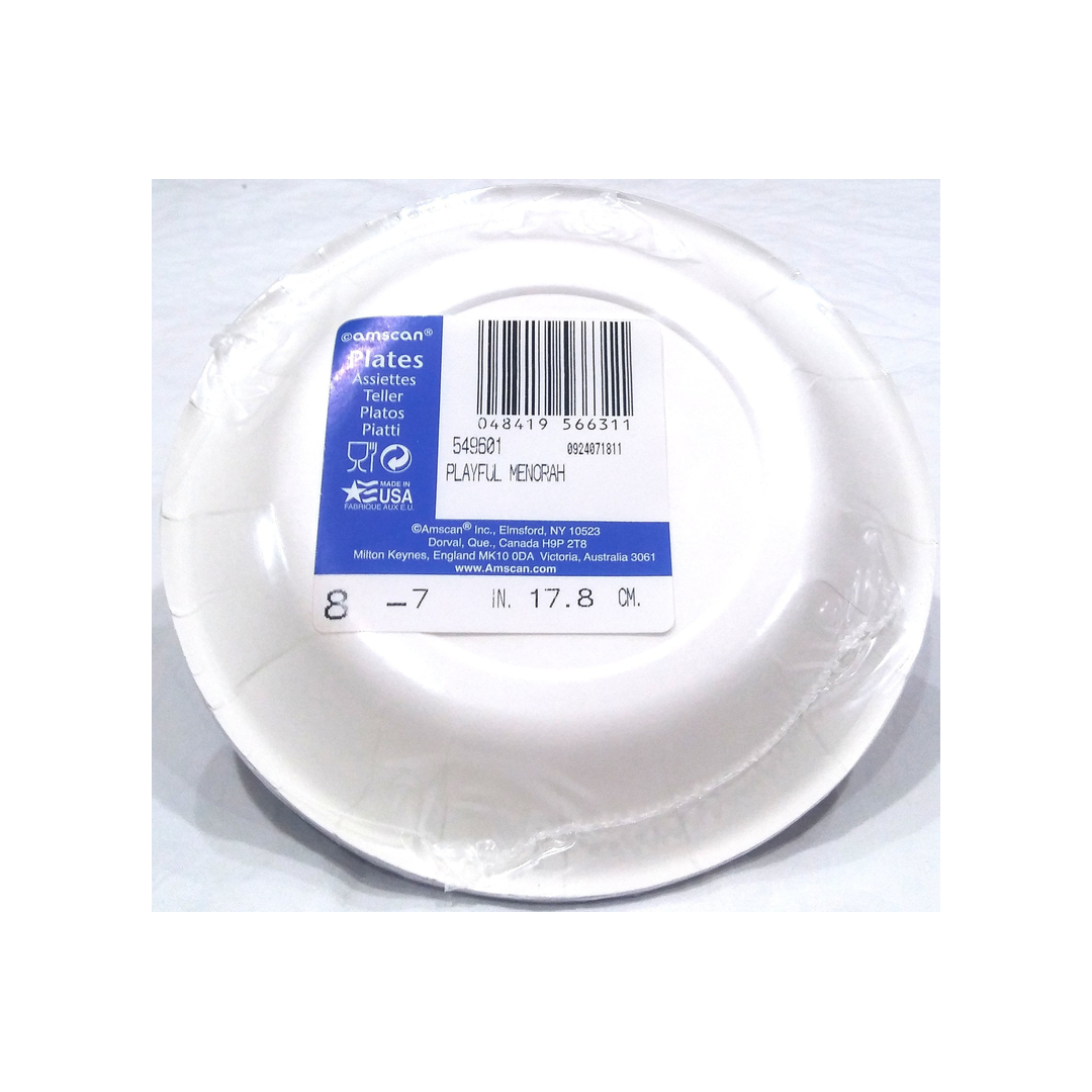 PLAYFUL MENORAH 7 INCH PAPER PLATES
