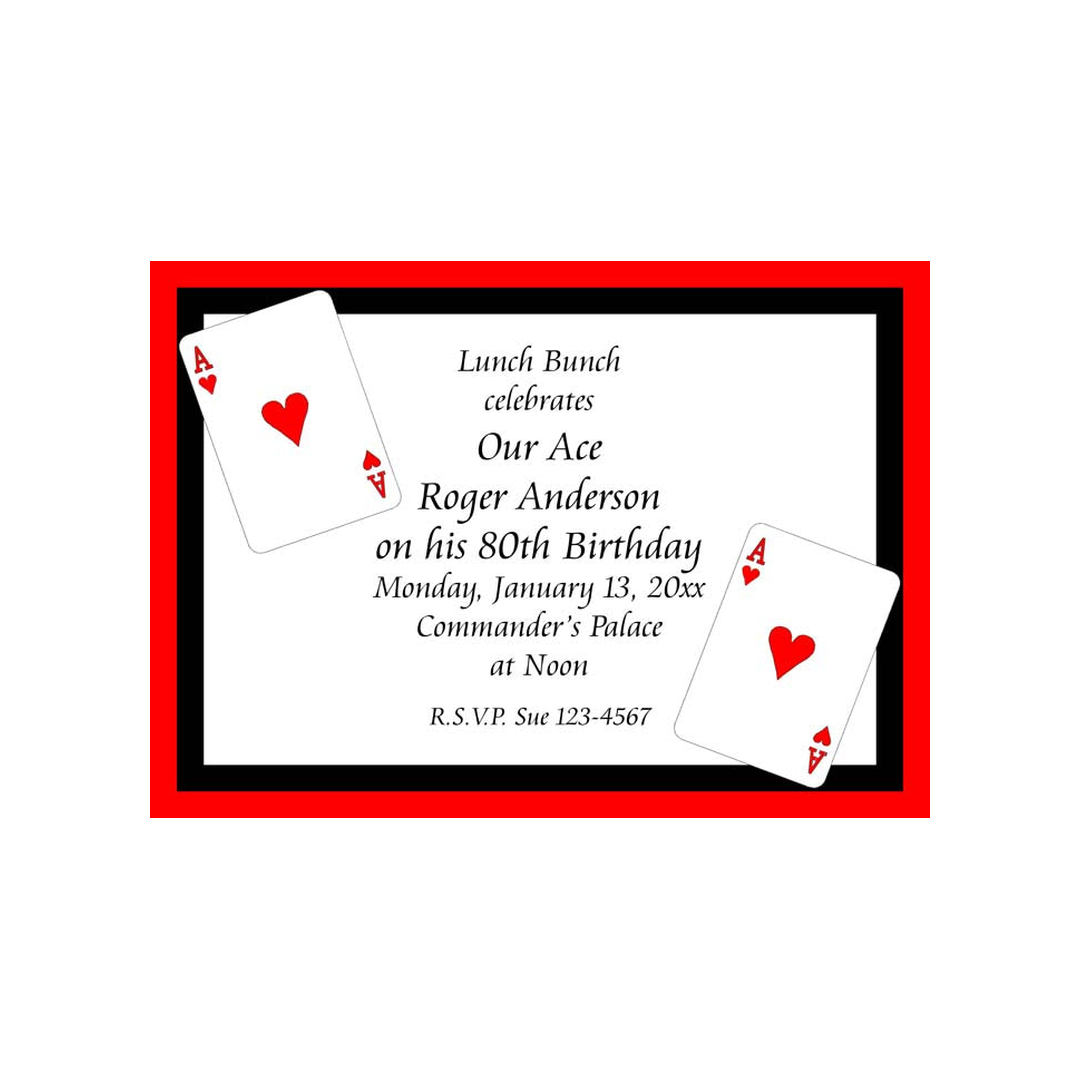 PLAYING CARDS ACE OF HEARTS CUSTOM INVITATION