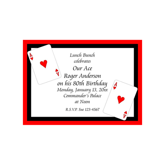 PLAYING CARDS ACE OF HEARTS CUSTOM INVITATION