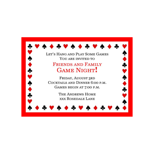 PLAYING CARD SUITS BORDER 2 CUSTOM INVITATION