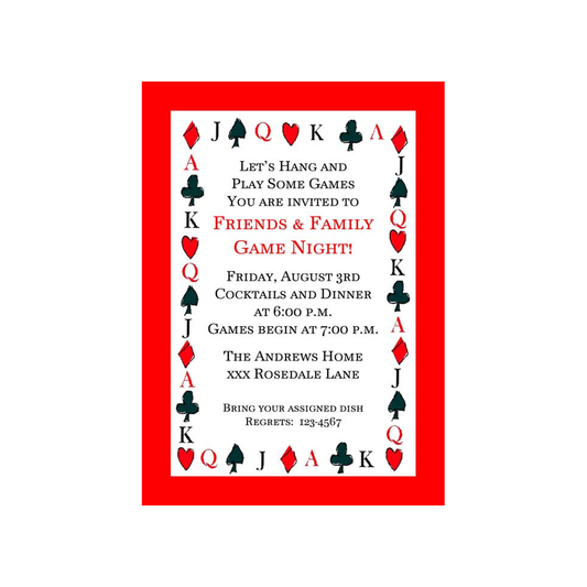 PLAYING CARD SUITS BORDER CUSTOM INVITATION