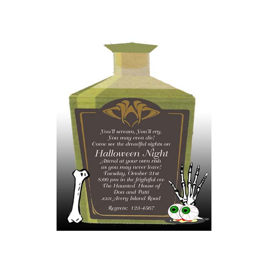 POISON BOTTLE AND BONES CUSTOM INVITATION