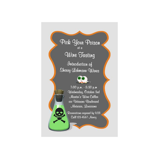 POISON BOTTLE AND EYEBALLS CUSTOM INVITATION