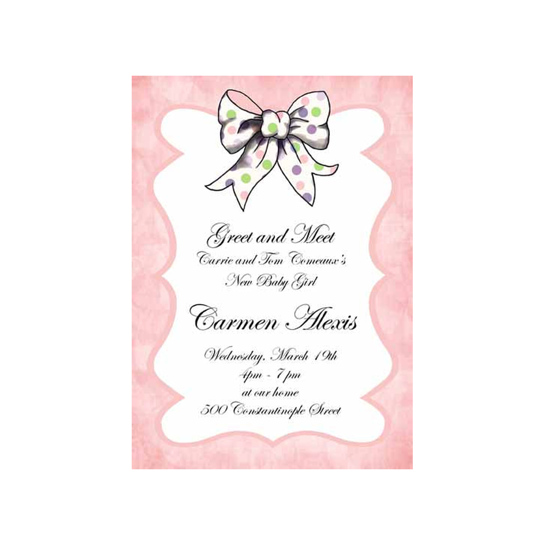 POLKA DOT BOW CUSTOM INVITATION
