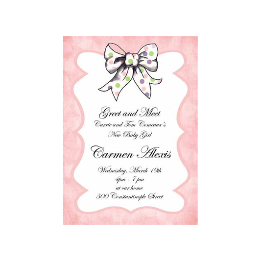 POLKA DOT BOW CUSTOM INVITATION