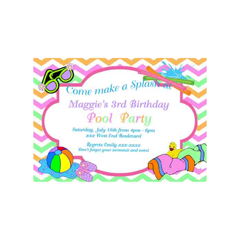 POOL ITEMS CUSTOM INVITATION